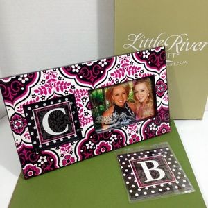 MONOGRAMMED PHOTO FRAME PINK BLACK NEW!